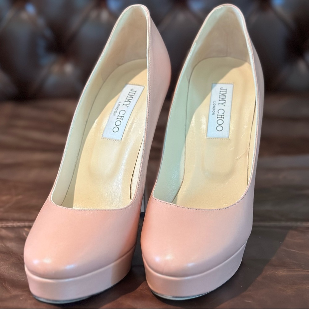 Jimmy Choo Pink Leather Platform Heels size 40, US 10, never worn